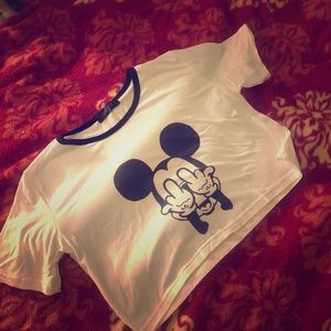 Mickey Mouse Crop Top shirt Large NEW